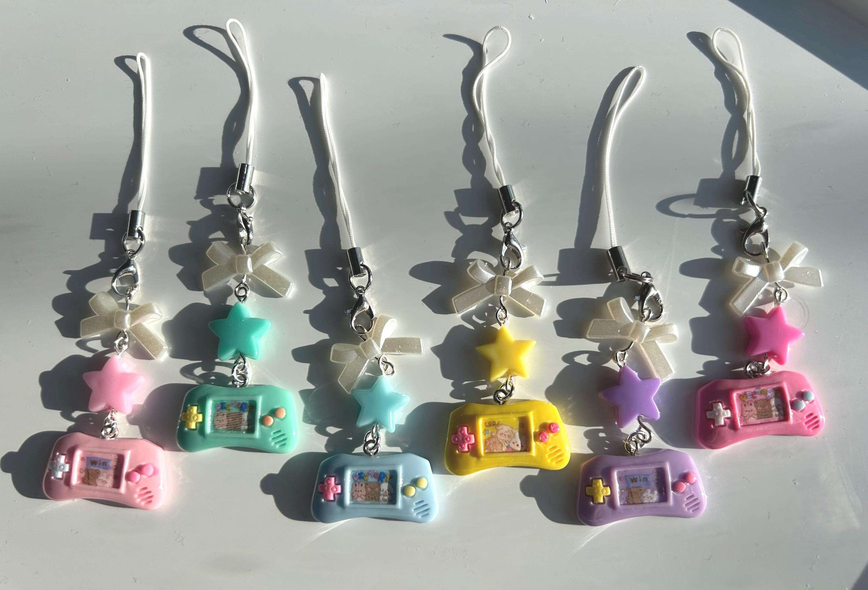 HANDMADE Cute Retro Gamer Girl Console Phone Charms