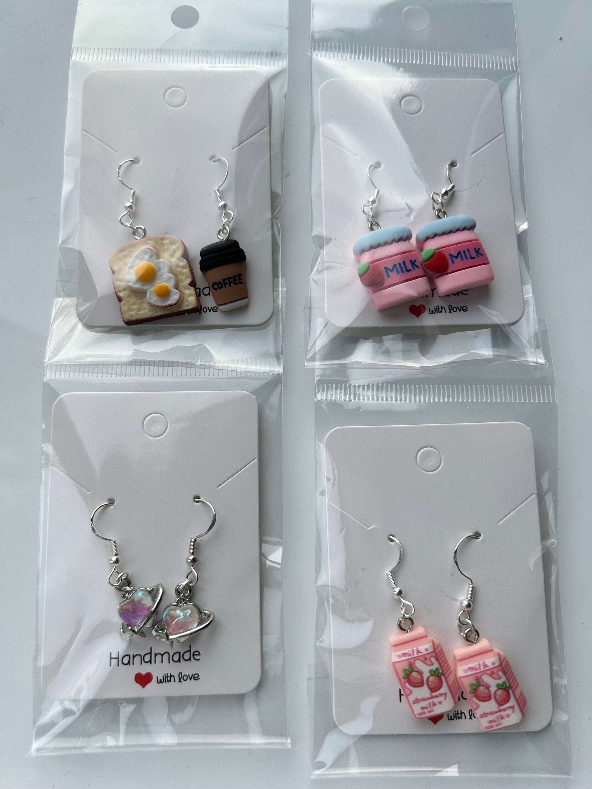 Handmade Cute Kawaii Food and Drink Sterling Silver Earrings