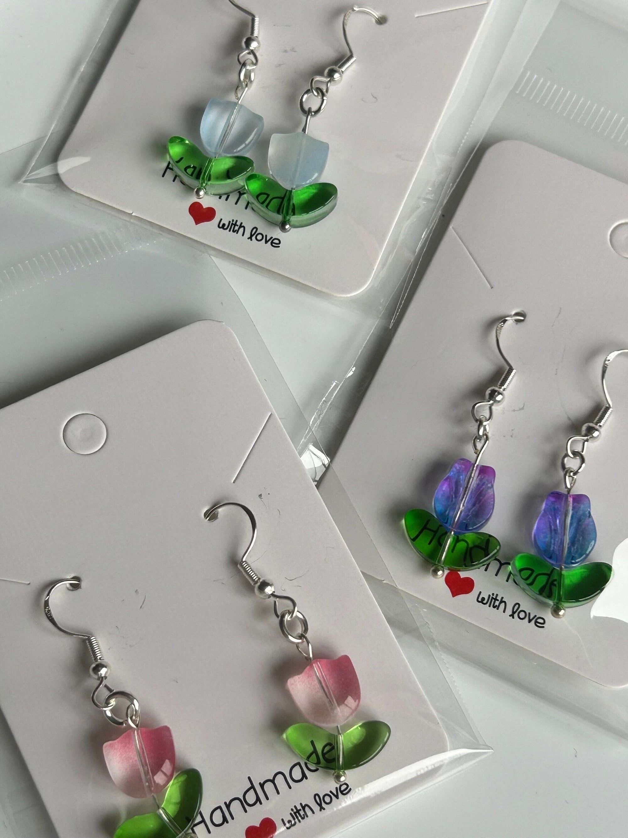 Handmade Cute Coquette Sterling Silver Tulip Earrings