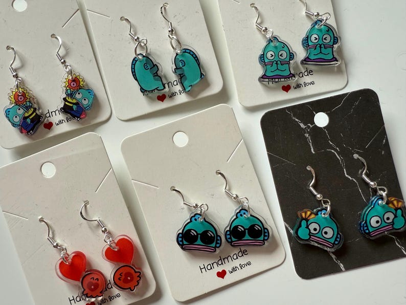 Handmade Cute Sanrio Themed Hangyodon Sterling Silver Earrings