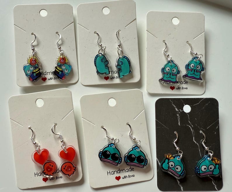 Handmade Cute Sanrio Themed Hangyodon Sterling Silver Earrings