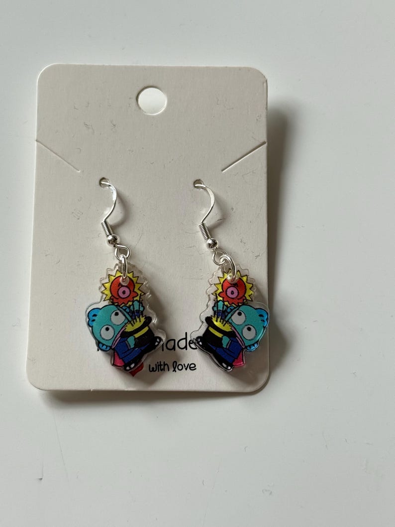 Handmade Cute Sanrio Themed Hangyodon Sterling Silver Earrings