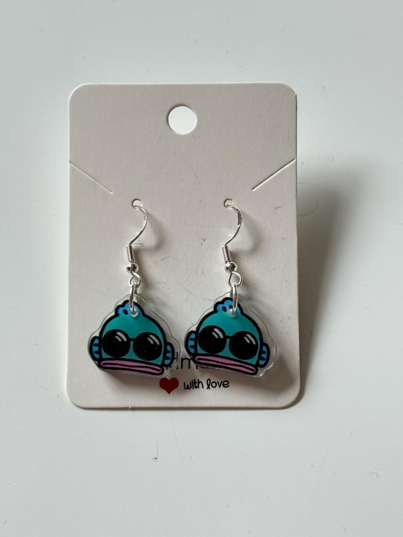 Handmade Cute Sanrio Themed Hangyodon Sterling Silver Earrings