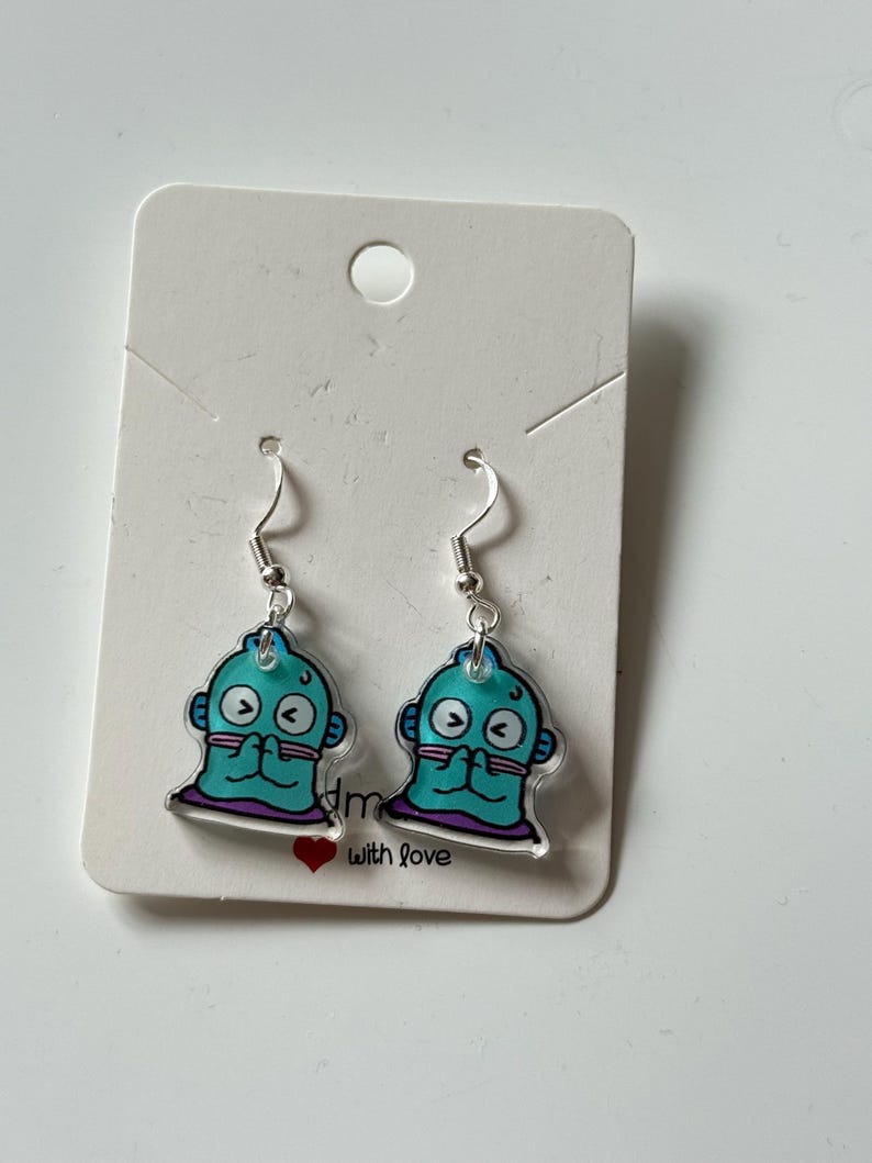 Handmade Cute Sanrio Themed Hangyodon Sterling Silver Earrings