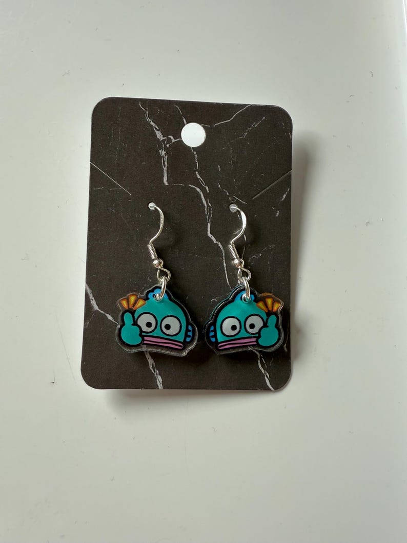 Handmade Cute Sanrio Themed Hangyodon Sterling Silver Earrings