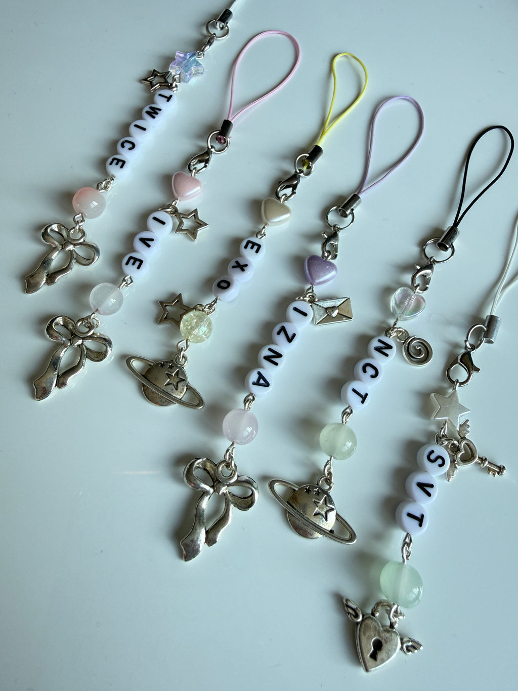 Handmade Kpop Group Phone Charms , Beaded phone charm, Kpop Bag Charm