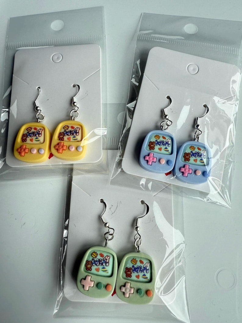 Handmade Cute kawaii Gamer Girl charm Sterling Silver Earrings