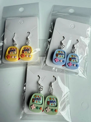 Handmade Cute kawaii Gamer Girl Charm Sterling Silver Earrings