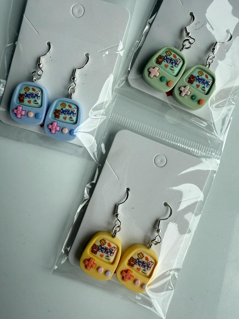 Handmade Cute kawaii Gamer Girl charm Sterling Silver Earrings