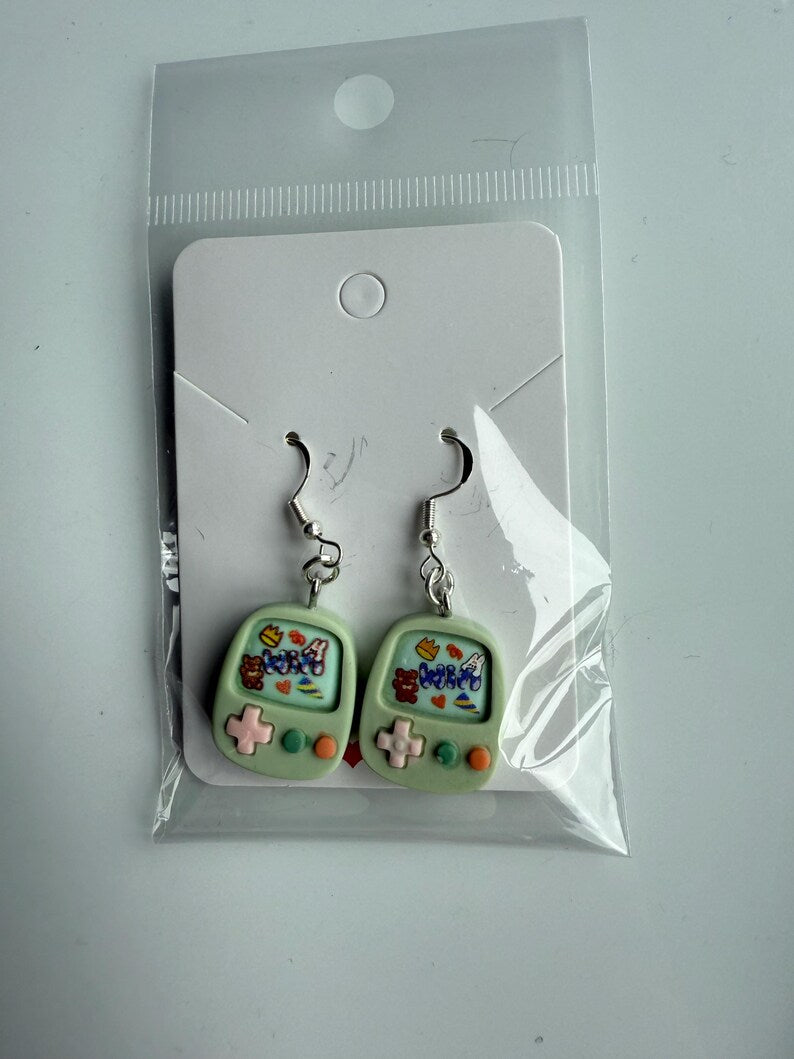 Handmade Cute kawaii Gamer Girl charm Sterling Silver Earrings