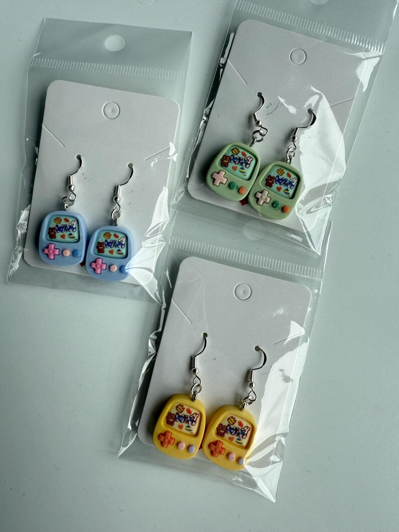 Handmade Cute kawaii Gamer Girl charm Sterling Silver Earrings