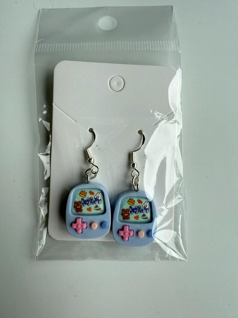 Handmade Cute kawaii Gamer Girl charm Sterling Silver Earrings