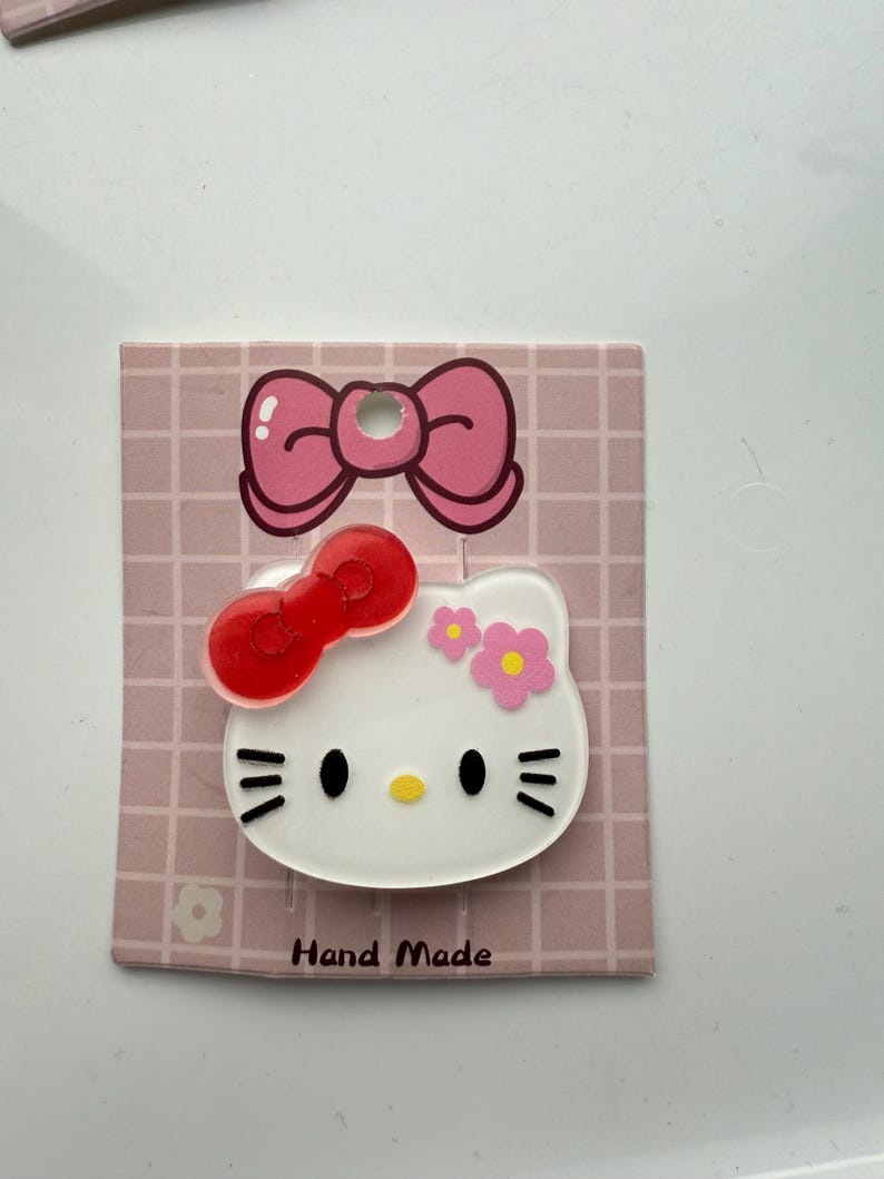 Super Cute Handmade Kawaii HK Hair Clips. kitty hair slides