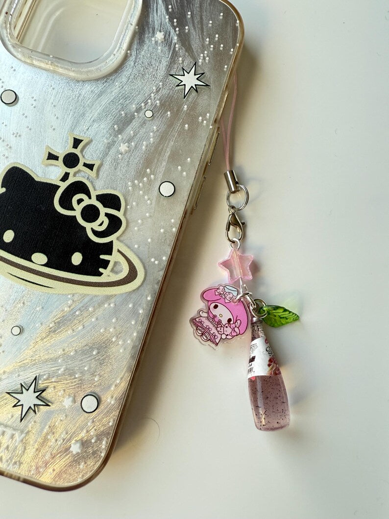 HANDMADE Japanese Chia Seed bottle Phone Charms, beaded accessories, soda bottle phone charms