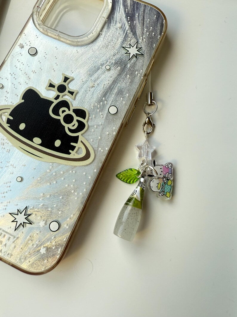 HANDMADE Japanese Chia Seed bottle Phone Charms, beaded accessories, soda bottle phone charms