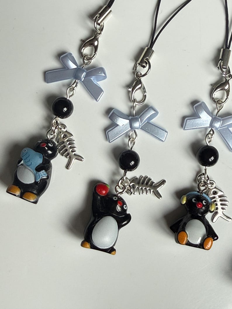 Handmade Pingu Inspired Phone Charm – Kawaii Y2K Mobile Strap