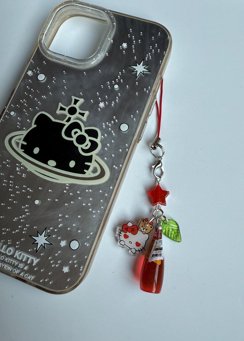 HANDMADE Japanese Chia Seed bottle Phone Charms, beaded accessories, soda bottle phone charms