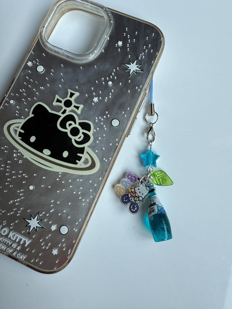 HANDMADE Japanese Chia Seed bottle Phone Charms, beaded accessories, soda bottle phone charms