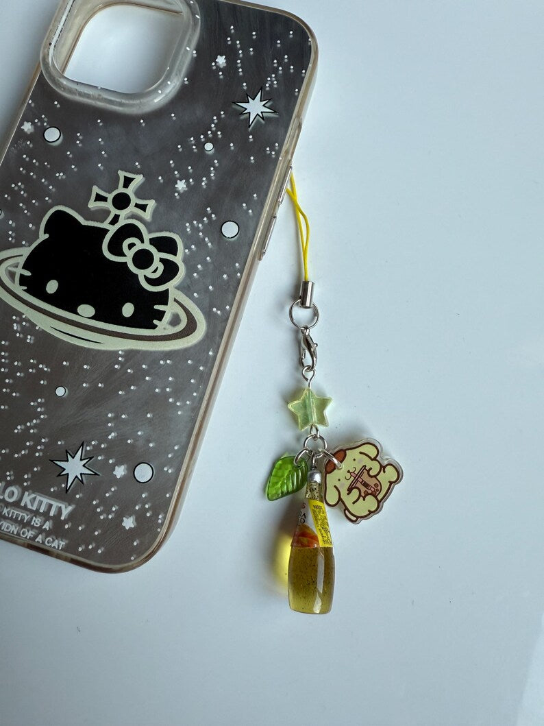 HANDMADE Japanese Chia Seed bottle Phone Charms, beaded accessories, soda bottle phone charms