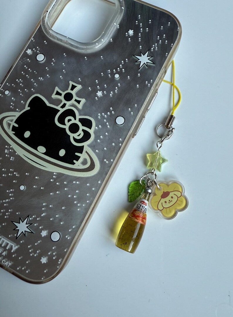 HANDMADE Japanese Chia Seed bottle Phone Charms, beaded accessories, soda bottle phone charms