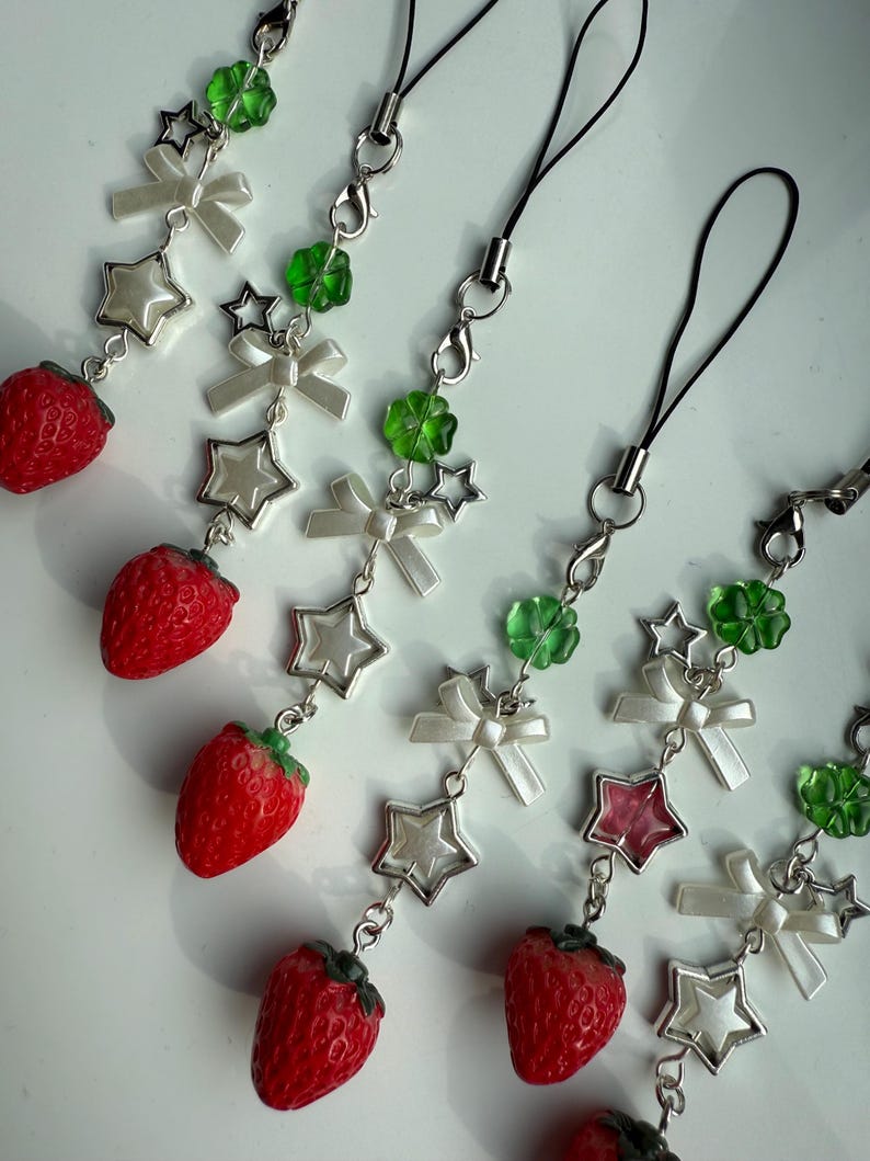 HANDMADE Cute Cottagecore Strawberry Phone Charms