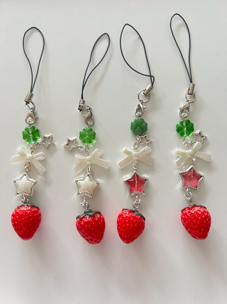 HANDMADE Cute Cottagecore Strawberry Phone Charms