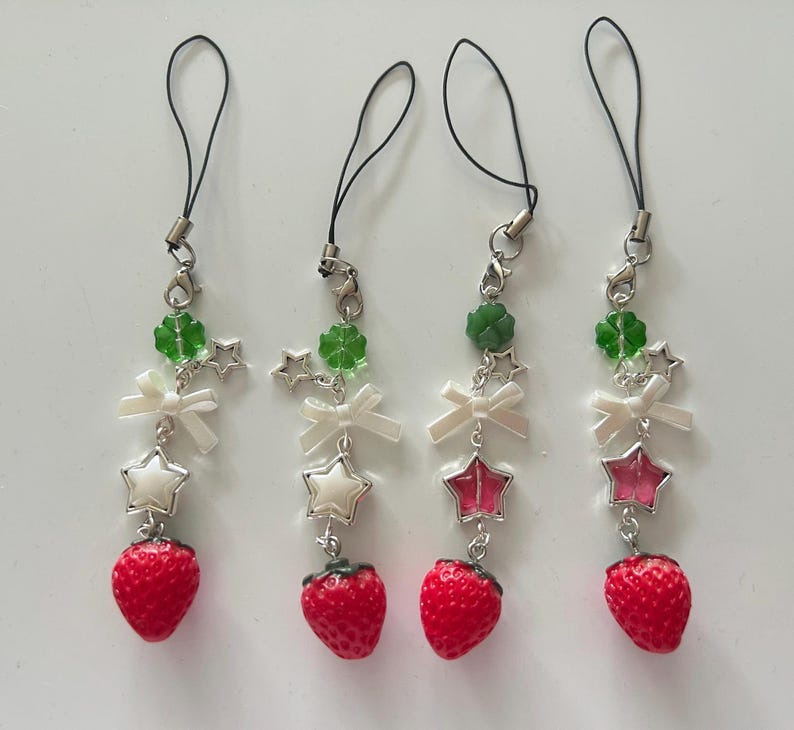 HANDMADE Cute Cottagecore Strawberry Phone Charms