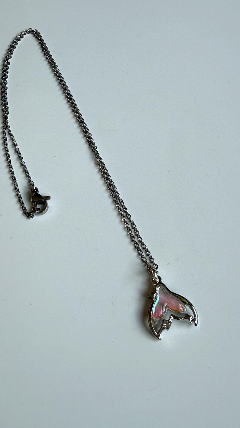 Handmade Whimsical Pink Gem Necklace 17”