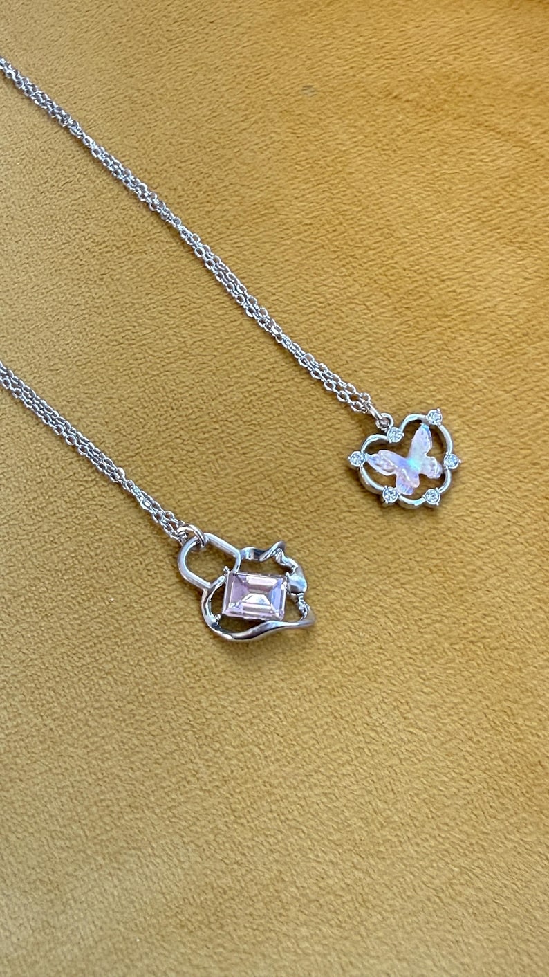 Handmade Whimsical Pink Gem Necklace 17”