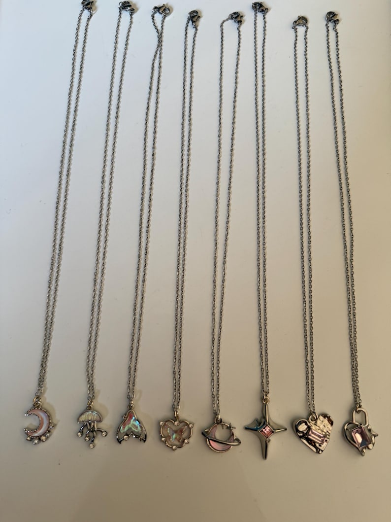 Handmade Whimsical Pink Gem Necklace 17”