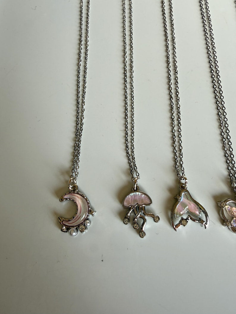 Handmade Whimsical Pink Gem Necklace 17”