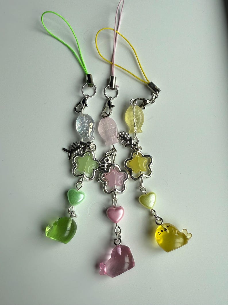HANDMADE Colourful Kawaii Seal Phone Charms