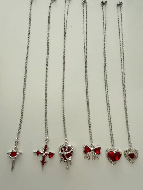 Absolutely Stunning Handmade Whimsical Red Gem Necklaces 17” - Beadsbylillixx