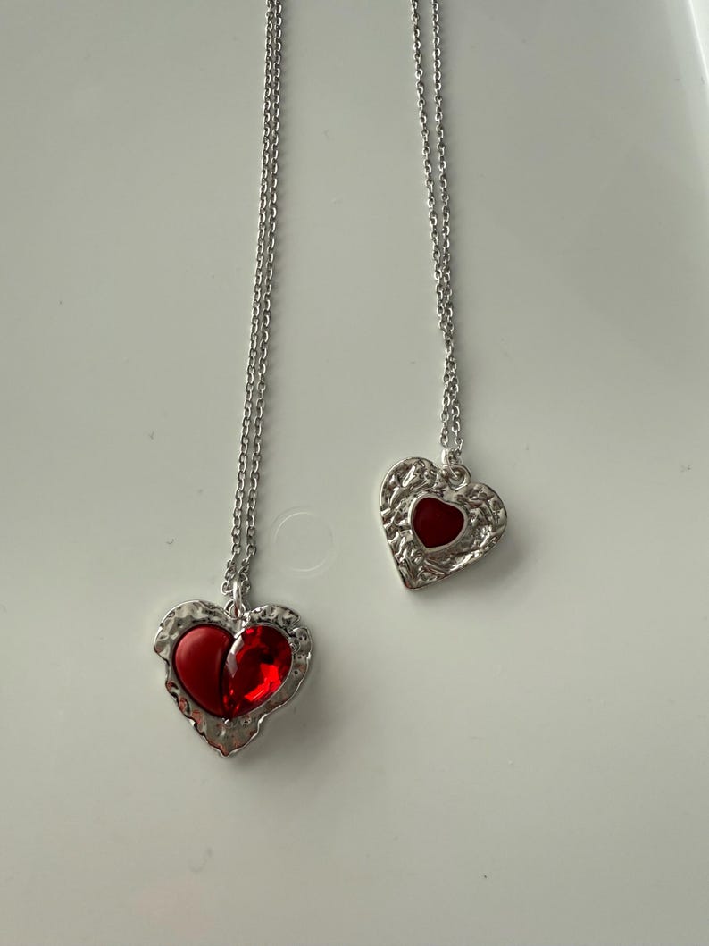 Absolutely Stunning Handmade Whimsical Red Gem Necklaces 17”