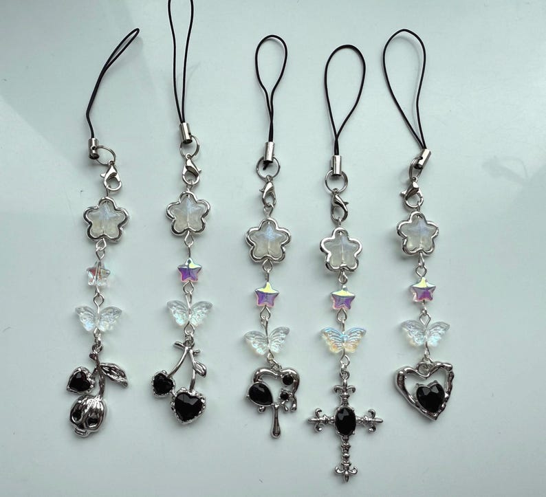 HANDMADE Cute Whimsical Black Gem Phone Charms