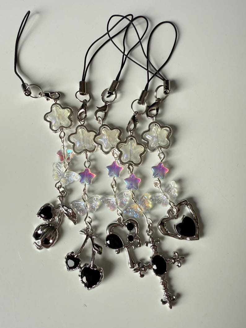 HANDMADE Cute Whimsical Black Gem Phone Charms