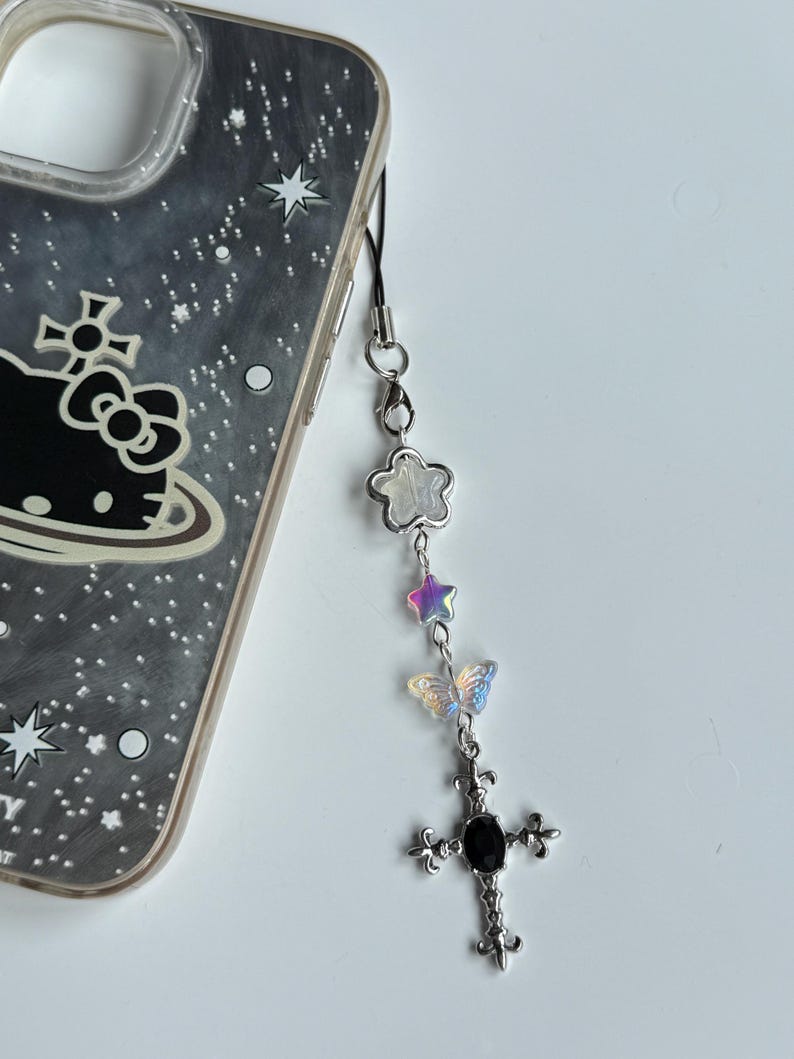 HANDMADE Cute Whimsical Black Gem Phone Charms