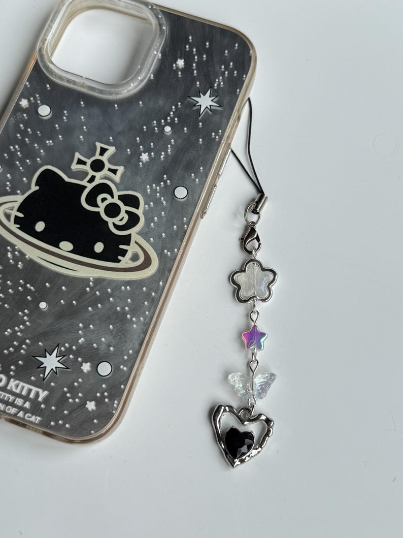 HANDMADE Cute Whimsical Black Gem Phone Charms
