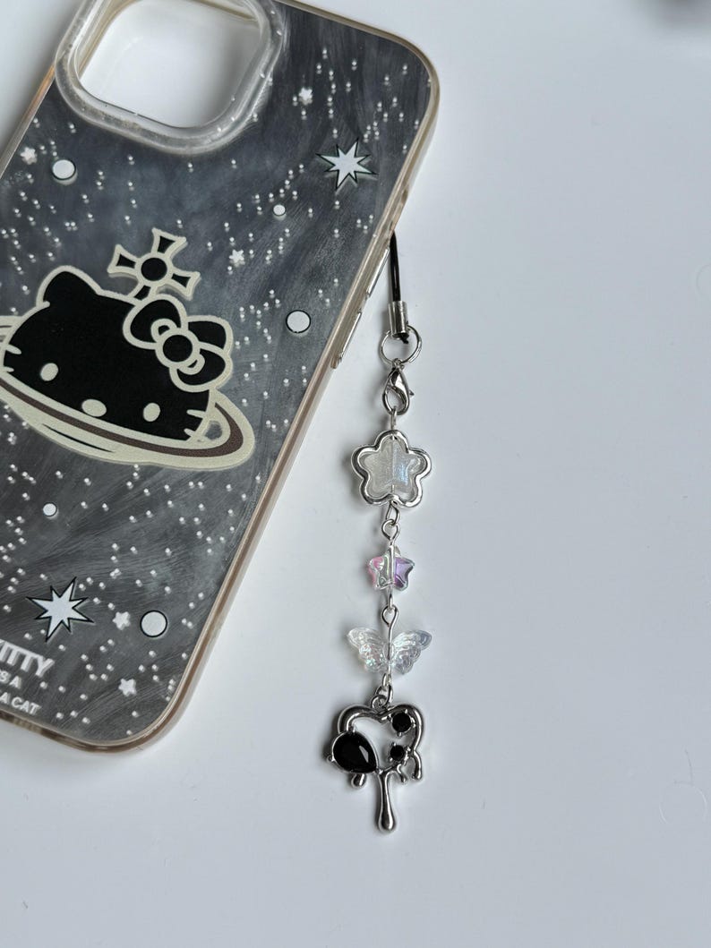 HANDMADE Cute Whimsical Black Gem Phone Charms