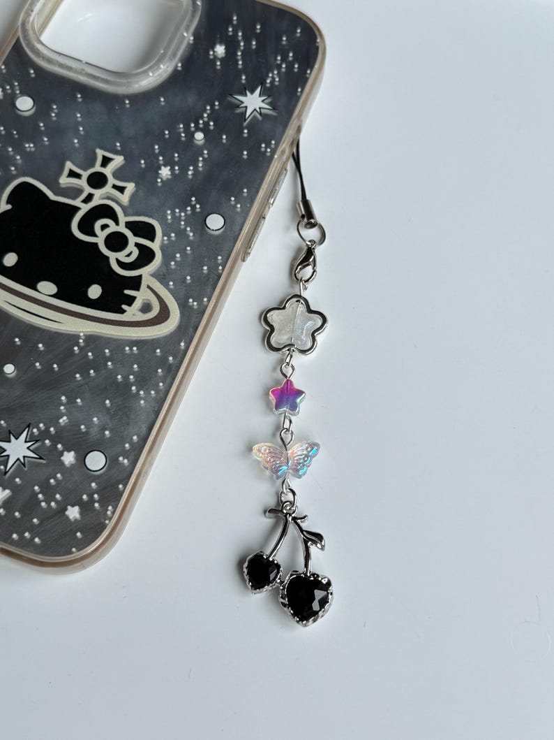 HANDMADE Cute Whimsical Black Gem Phone Charms