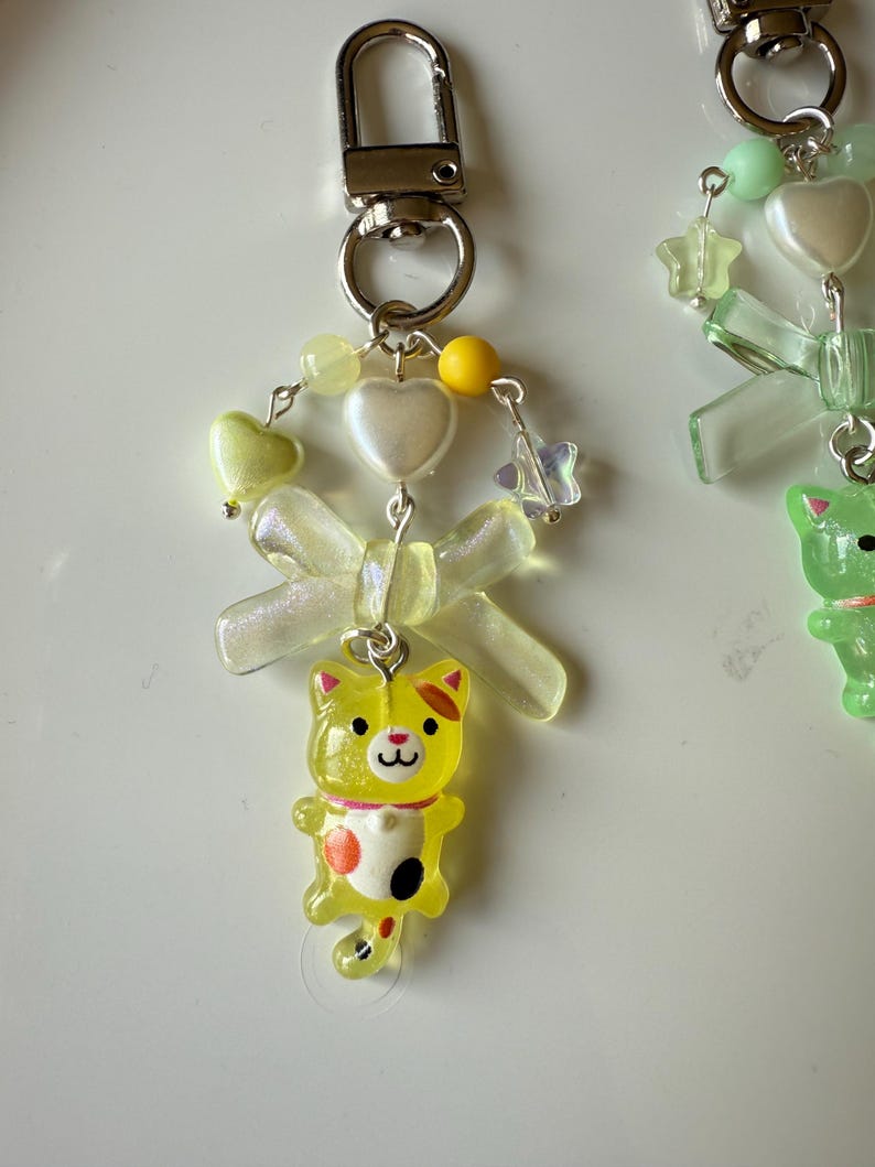 Handmade Kawaii Jelly kitty colour themed Keychains