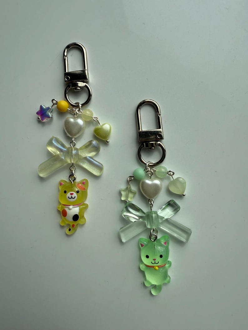 Handmade Kawaii Jelly kitty colour themed Keychains