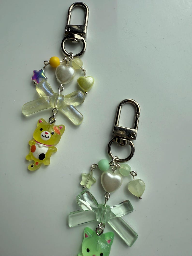 Handmade Kawaii Jelly kitty colour themed Keychains