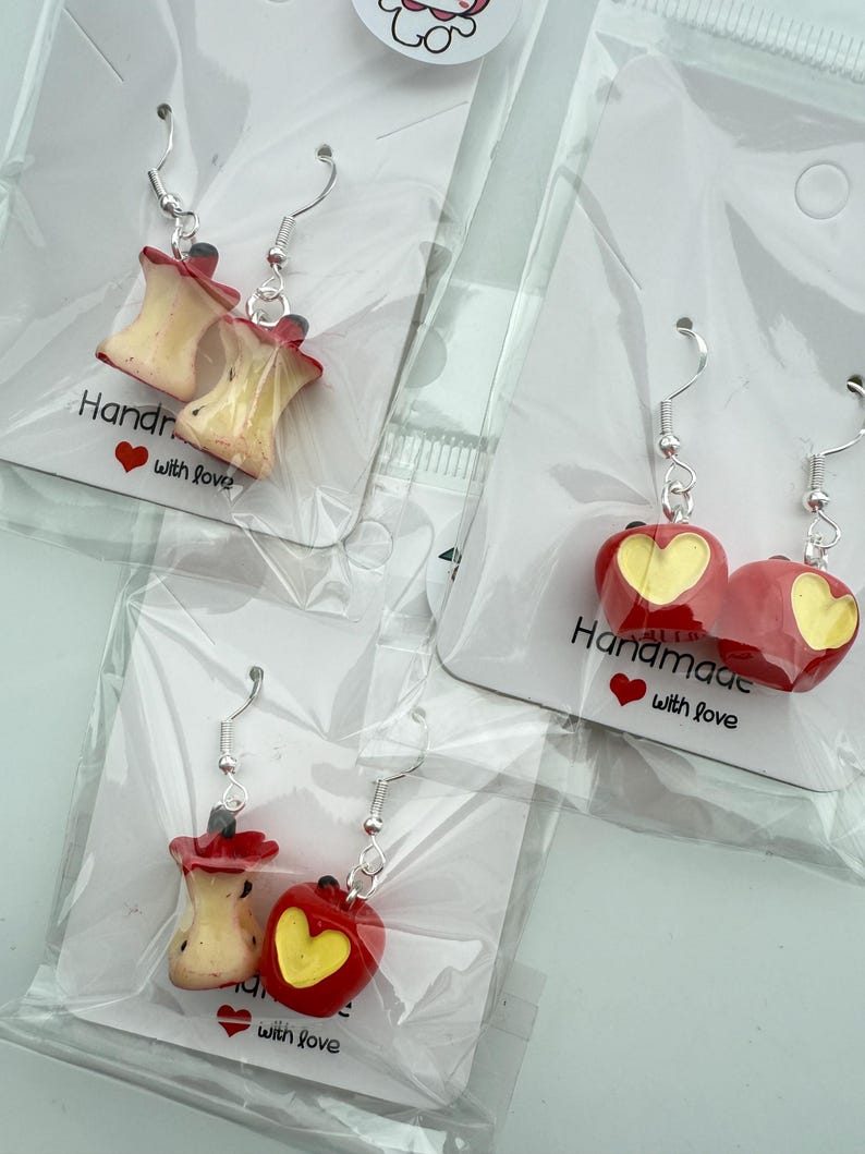 Handmade Cute Apple Sterling Silver Earrings