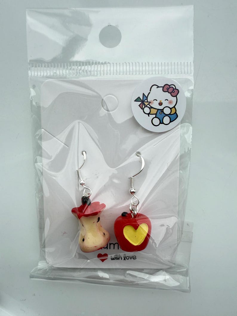 Handmade Cute Apple Sterling Silver Earrings