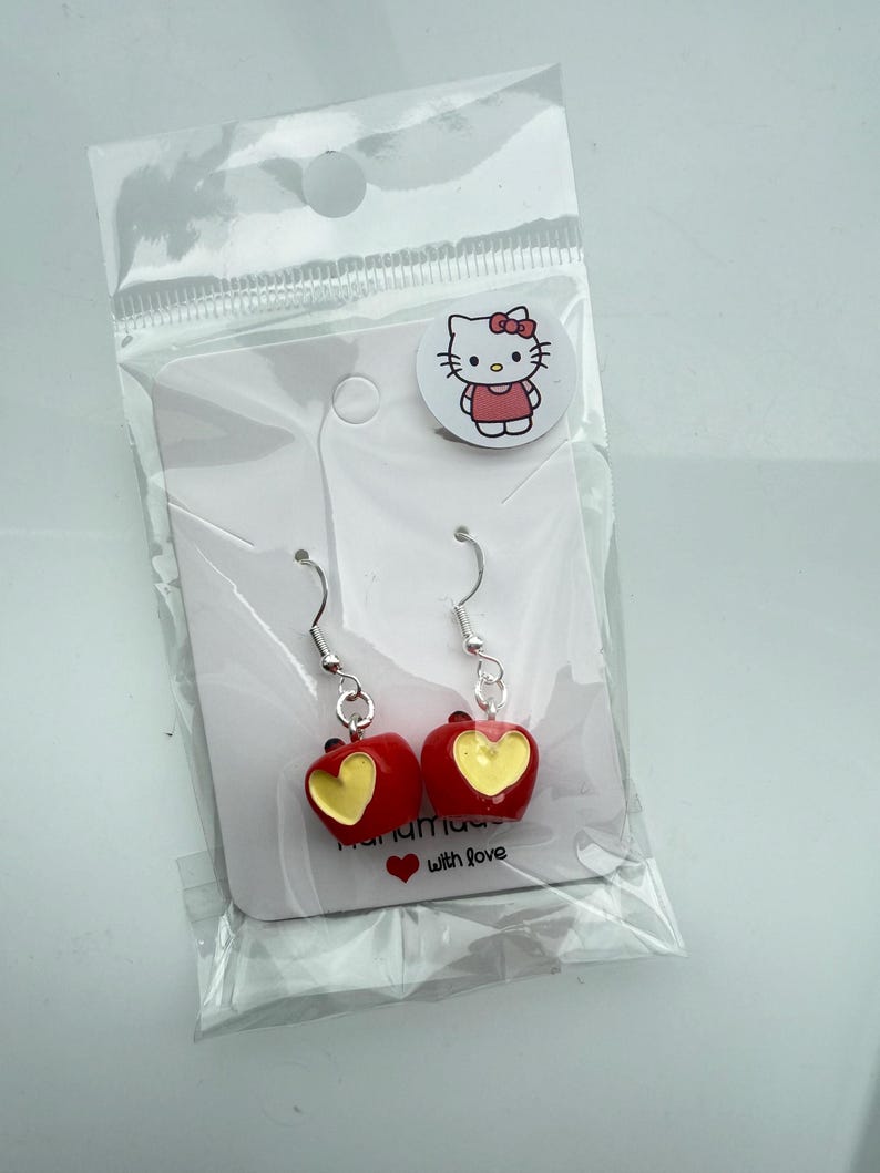 Handmade Cute Apple Sterling Silver Earrings