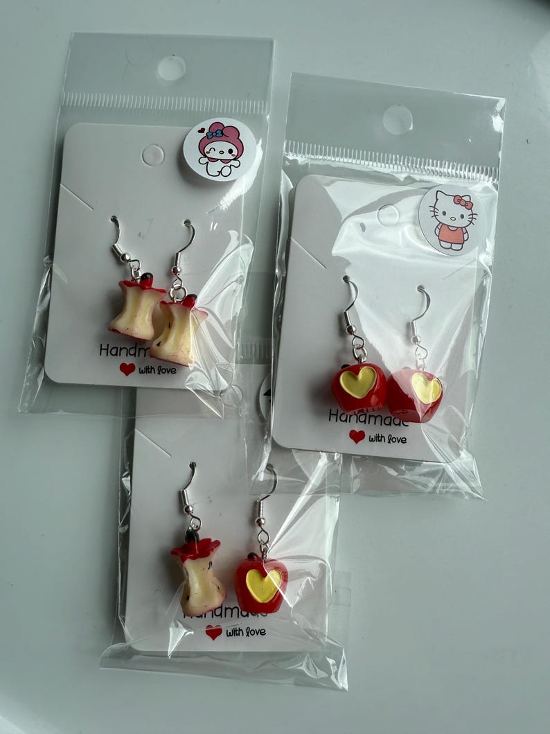 Handmade Cute Apple Sterling Silver Earrings