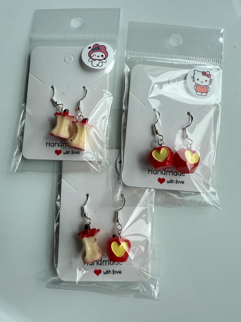 Handmade Cute Apple Sterling Silver Earrings