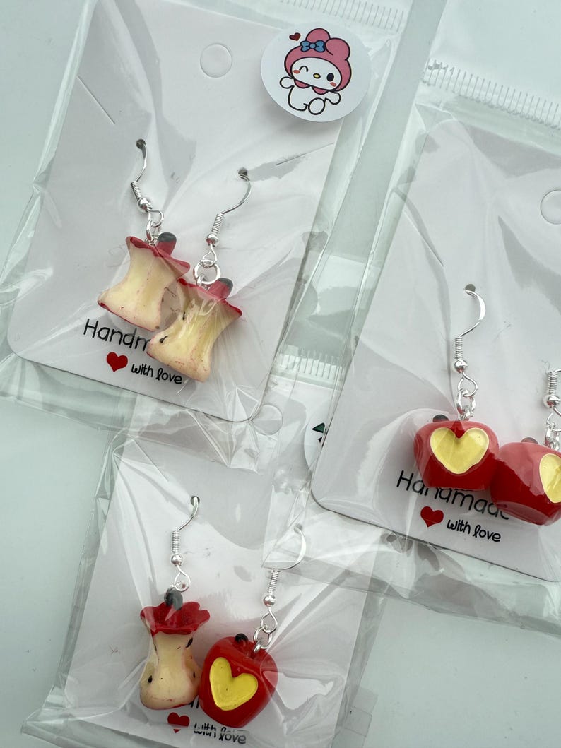 Handmade Cute Apple Sterling Silver Earrings