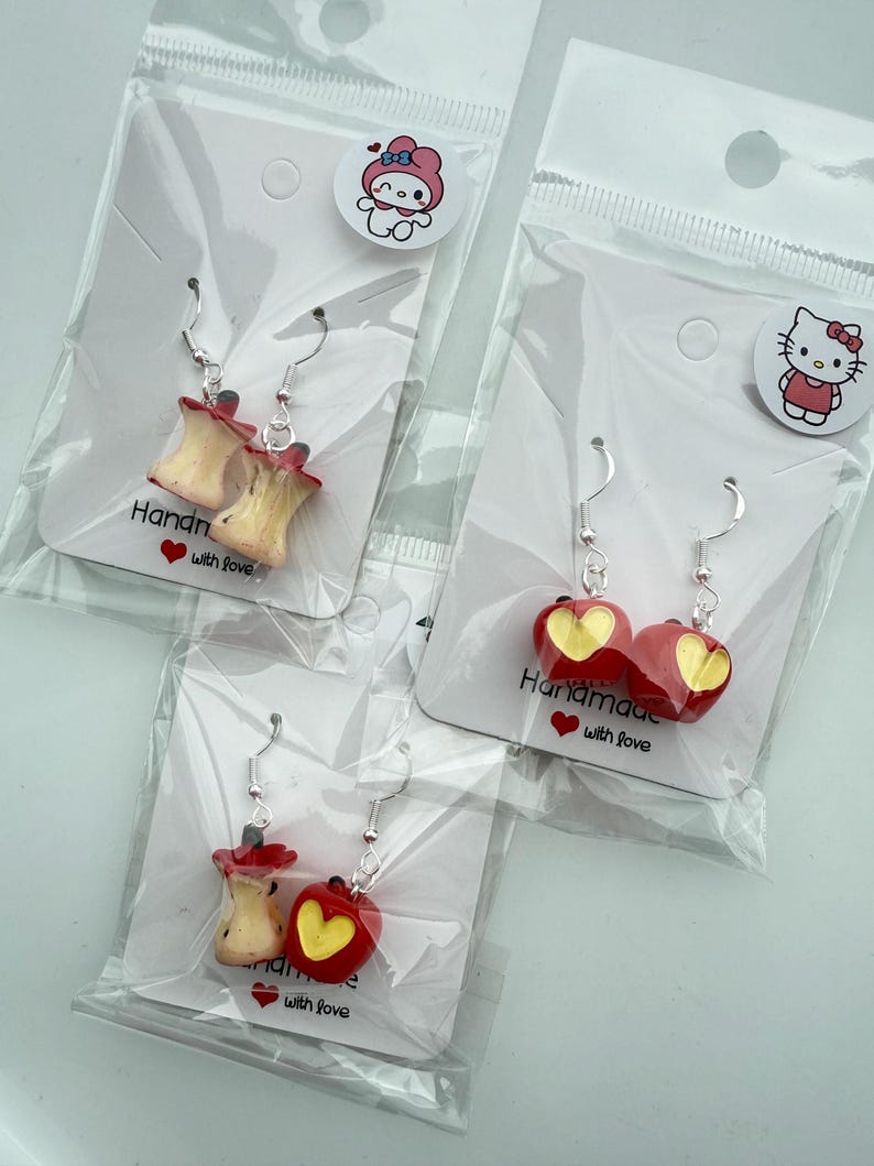 Handmade Cute Apple Sterling Silver Earrings